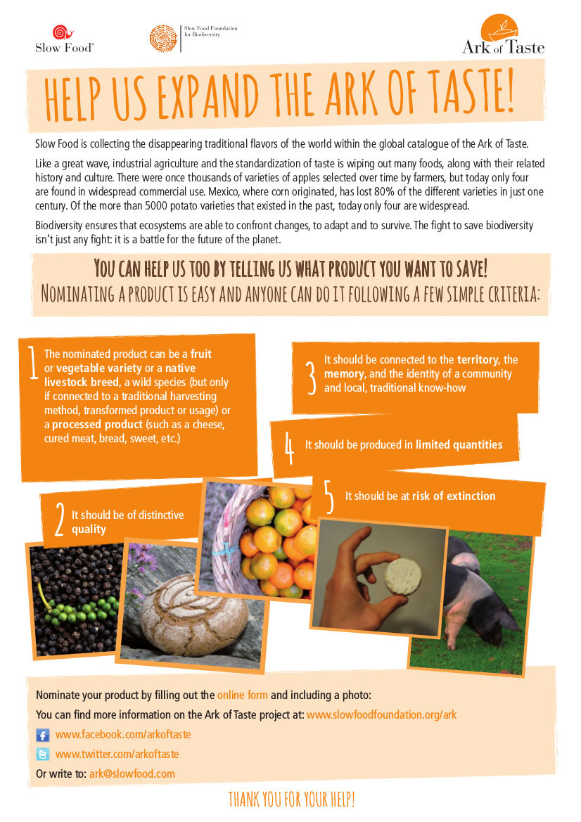 Image of Ark of Taste flyer regarding biodiversity